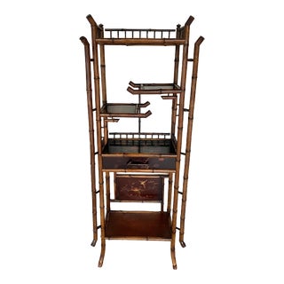 Late 1800’s Bamboo Chinoiserie Shelved Etagere For Sale