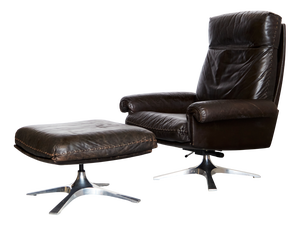 Set of Cow Leather DS-31 Lounge Chair and Ottoman from de Sede, 1970s