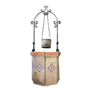 1920s Hillside Pottery Wishing Well With Original Malibu Tile and Iron For Sale