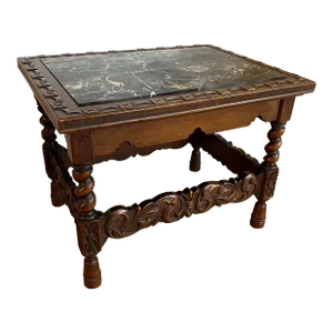 Antique Late Victorian Renaissance Revival Style Carved Walnut Side Table