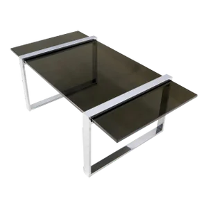 Thick Smoked Glass Top Chrome Base Rectangle Coffee Table