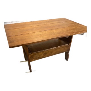 Antique Tilt Top Table With Storage Bench Seat For Sale