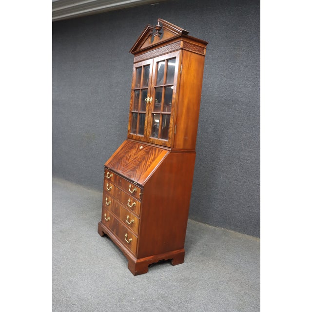 Council Craftsmen Mahogany Secretary Bookcase With Glass Doors & Drop Front Desk For Sale - Image 14 of 14