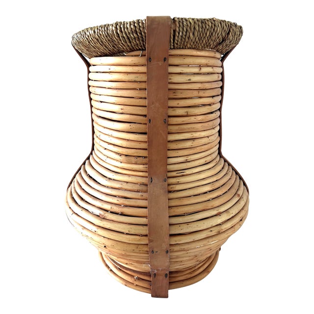 Vintage Coiled Pencil Reed Vase For Sale
