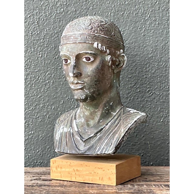 Vintage Classical Greek Style Plaster Bust For Sale - Image 10 of 12