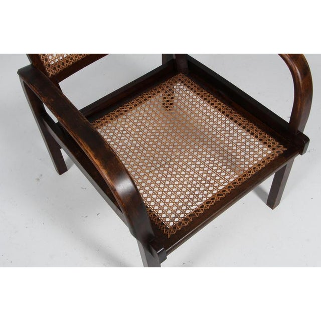 Armchair in Beech, Cane and Leather by Magnus Stephensen for Fritz Hansen 1930s For Sale - Image 6 of 10