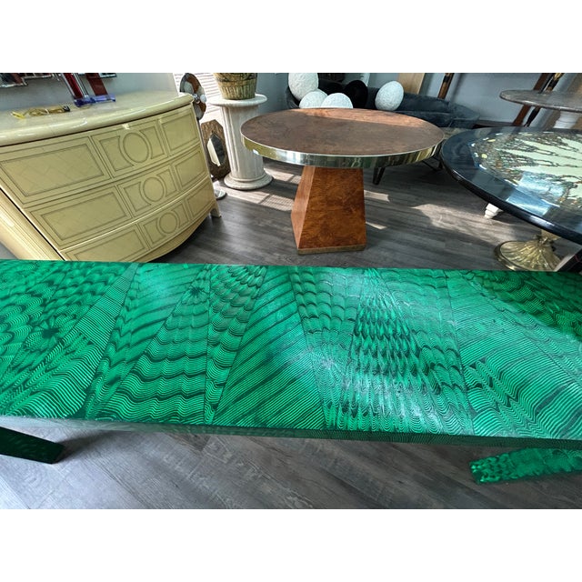 Mid 20th Century Faux Malachite Console Table For Sale - Image 5 of 11