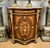 Elevate your interior with this stunning French-style marquetry cabinet, masterfully crafted with intricate floral inlay...
