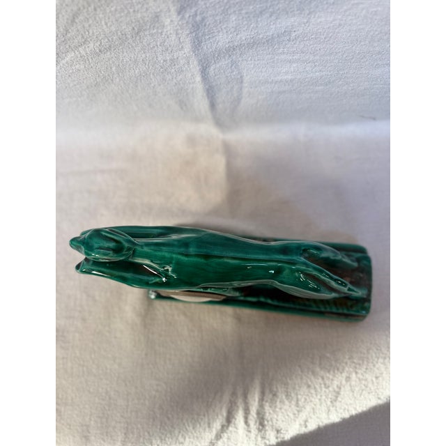 Ceramic Art Deco Porcelain Greyhound Mantle Piece Original Clock For Sale - Image 7 of 9