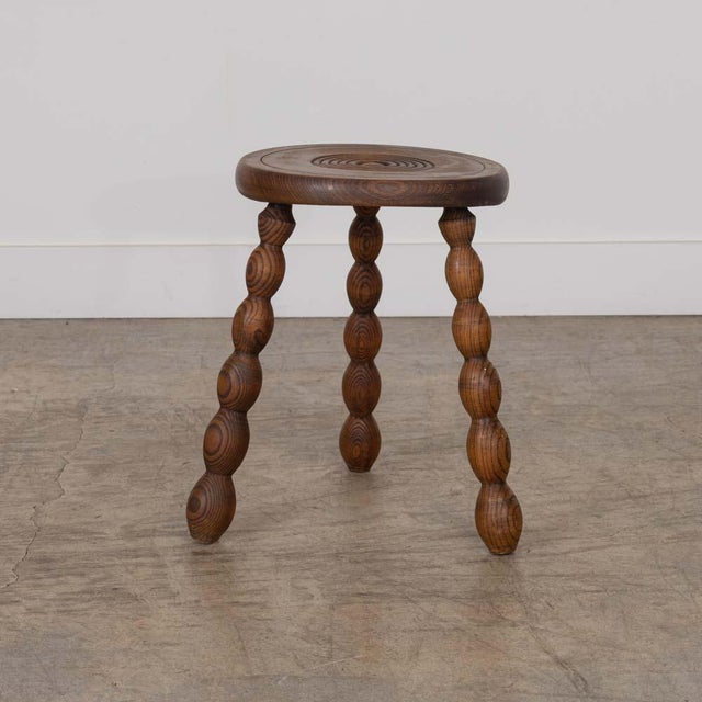 1950s French Wood Tripod Stool For Sale - Image 4 of 10