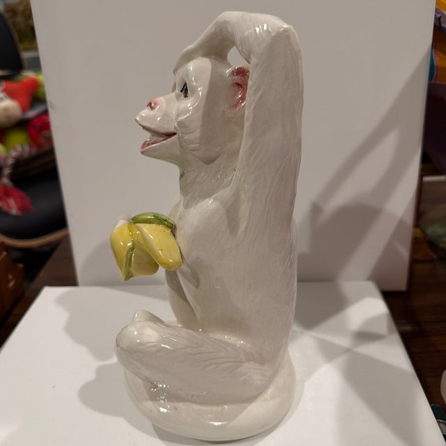1960s Glazed Ceramic Italian Monkey Figurine Mid Century Modern Sculpture Italy For Sale - Image 4 of 8