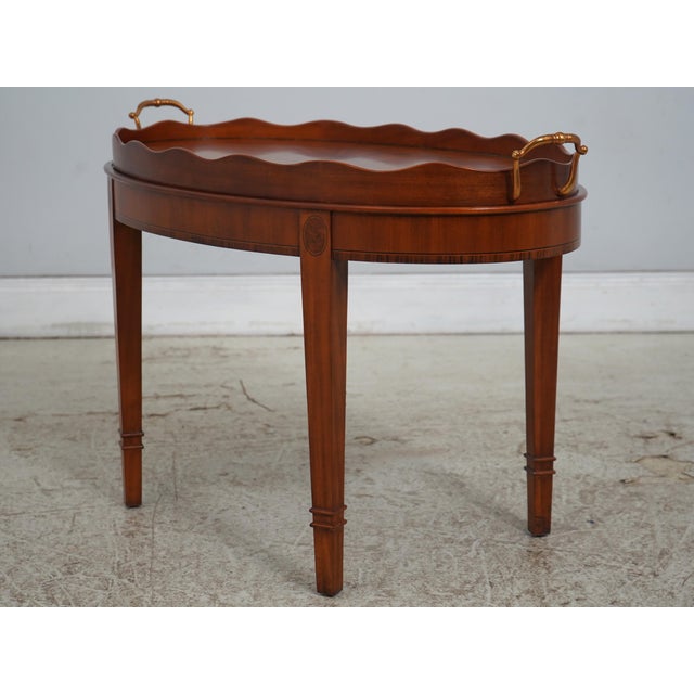 English Maitland Smith Mahogany Oval Butlers Table For Sale - Image 3 of 16