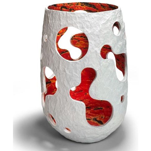 White Candle Lantern Sculptural Vase by Donatas Zukauskas Dimensions: Ø 13 x H 19 cm. Materials: Recycled paper. This is a...
