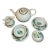 Mid 20th Century Meissen “Green Dragon” Porcelain Tea Set with Gold Accents - Set of 7 For Sale