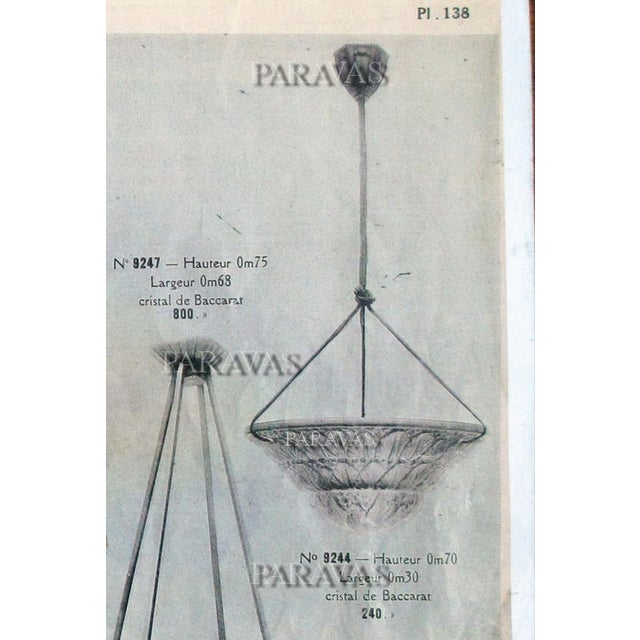 French Art Deco Pendant Light by Hettier Et Vincent & Baccarat - 1920s France For Sale - Image 10 of 11