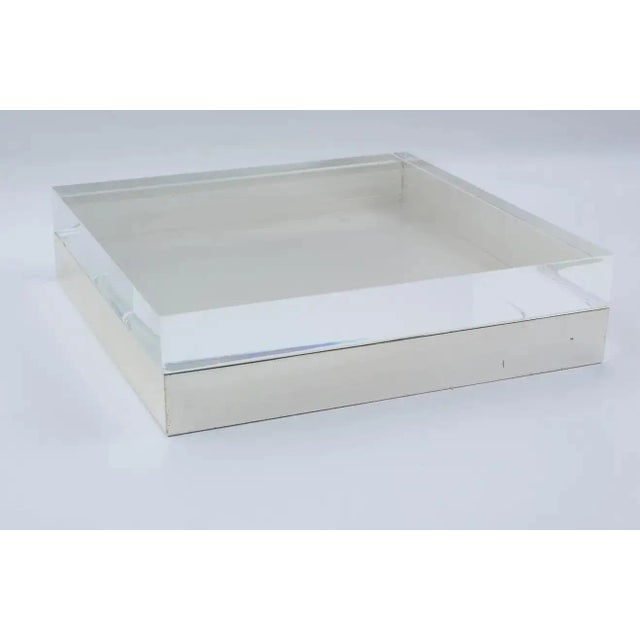 Silver Lucite and Silver Plate Decorative Box, Italy 1970s For Sale - Image 8 of 13