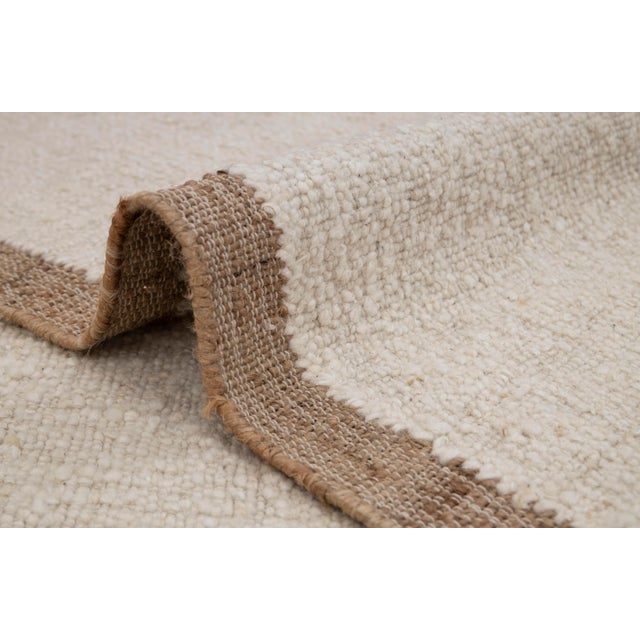 Natural Wool Jute Ivory Solid Premium Quality Boho Style Rug 4x6Ft. For Sale - Image 6 of 11