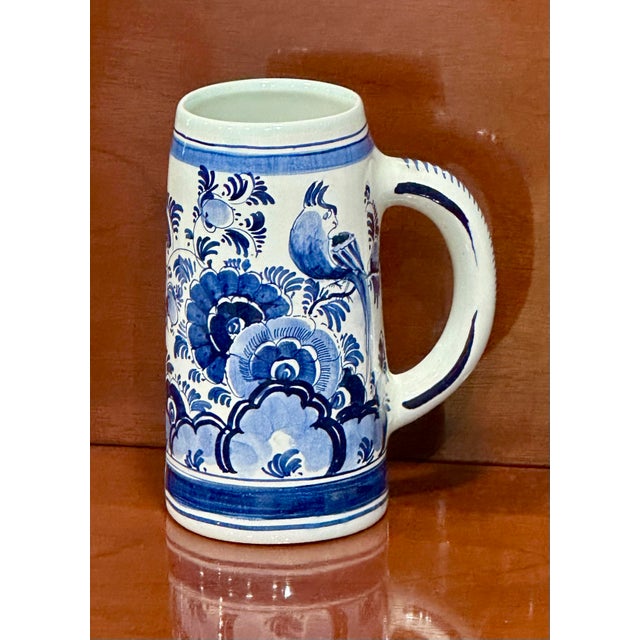 Ceramic Mid 20th Century Hand-Painted Dutch Delft Blue & White Stein / Tankard For Sale - Image 7 of 11
