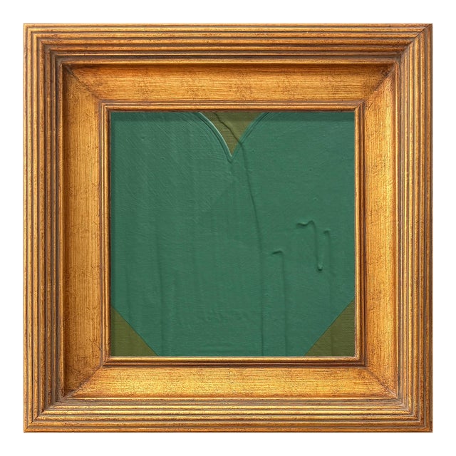 Dark Green Heart Painting by Ron Giusti Titled Mini Heart Forest Jade For Sale