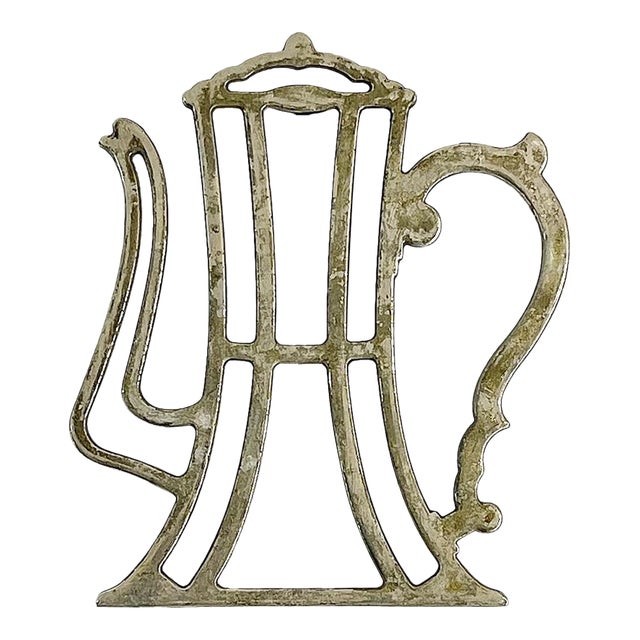 Vintage Italian Zinc Silverplate Coffee Pot Trivet For Sale