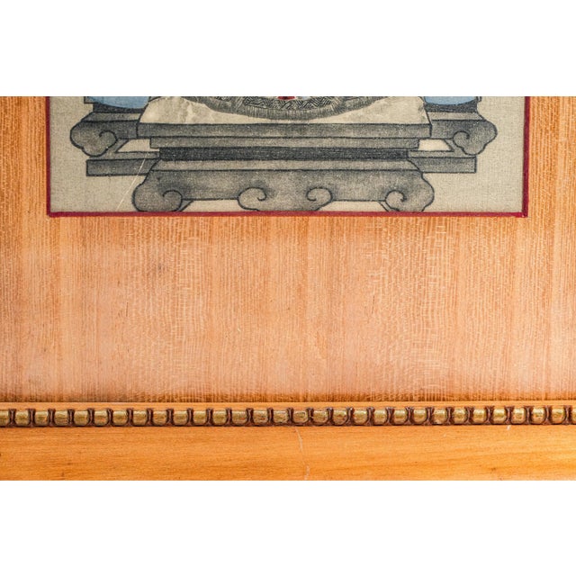 Wonderful Antique 19th Century Chinese Ancestral Portrait Miniature Hand-Painted Wood Frame and Matte Asian Home Wall Decor For Sale - Image 12 of 14