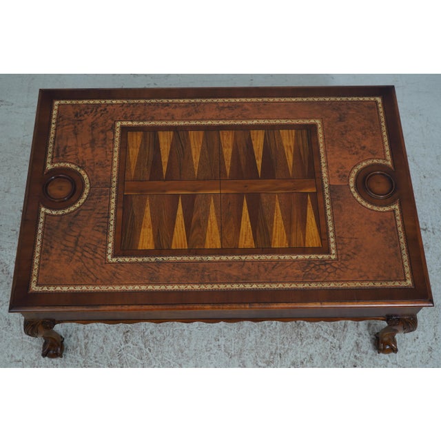 English Trosby English Inlaid Leather Top Coffee Table For Sale - Image 3 of 17