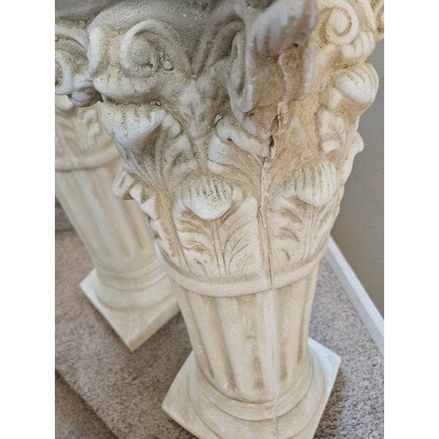 Neoclassical Late 20th Century Plaster Column Pedestals - Set of 2 For Sale - Image 3 of 10