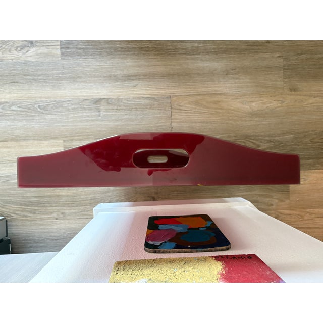 Burgundy Extra Large Burgundy Lucite Serving Tray For Sale - Image 8 of 9