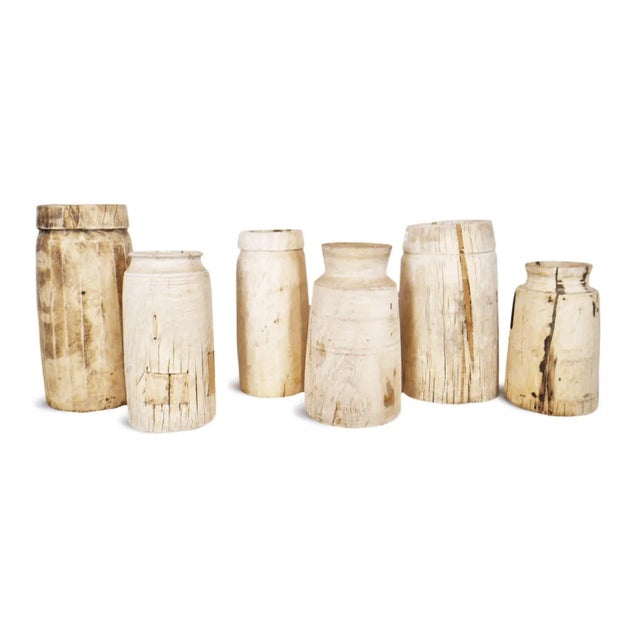 Old Sun Bleached Wood Butter Pot For Sale - Image 4 of 6