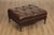 High Quality Button Tufted Brown Leatherette Chesterfield Ottoman or Foot Stool on Carved Fluted Legs