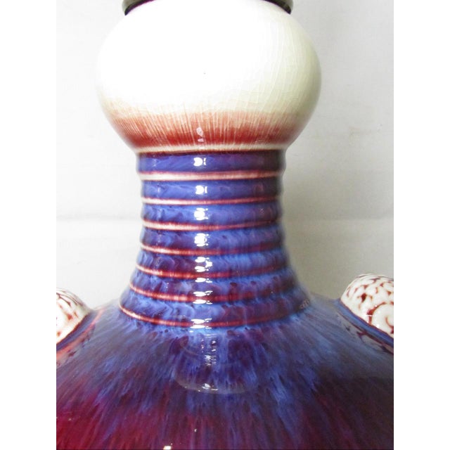 Pair of Chinese Porcelain Flambé Lamps For Sale - Image 12 of 16