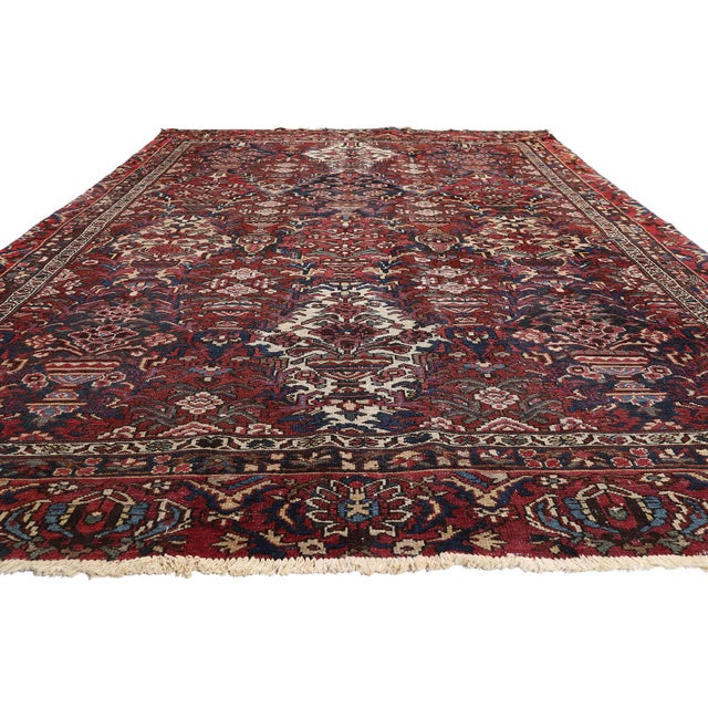 Rustic Antique Persian Bakhtiari Rug, 07'09 X 12'05 For Sale - Image 3 of 10