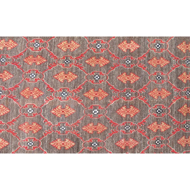 Mid 20th Century Vintage Turkish Tulu Rug With a Modern Design in Charcoal Background For Sale - Image 5 of 7