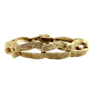 14k Gold Zelman & Friedman Vintage Textured Elongated Link Bracelet For Sale