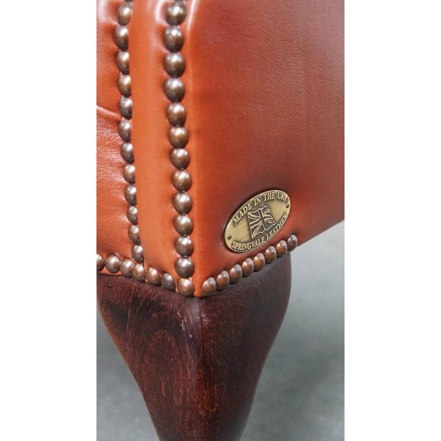 English Chesterfield Wing Chair in Cowhide Leather For Sale - Image 12 of 16