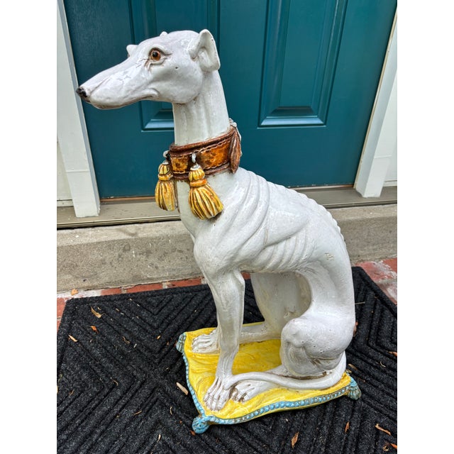 Ceramic Italian Glazed Terra Cotta Whippet For Sale - Image 7 of 14