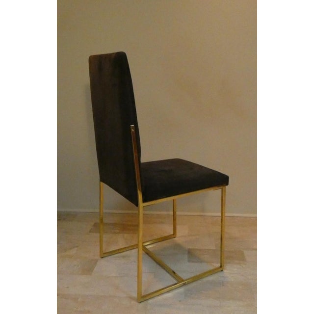 Suede and Gilded Steel Chairs, Italy, 1970s, Set of 6 For Sale - Image 6 of 18