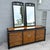 Mirrors each measure: 22.75”w, 1.5”d, 50”h This vintage Chinoiserie burl wood and black dresser by Century Furniture...