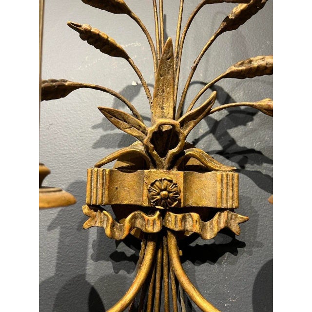 Edward F. Caldwell & Co. A Pair of Circa 1920 Caldwell Wheat Leaves Sconces For Sale - Image 4 of 5