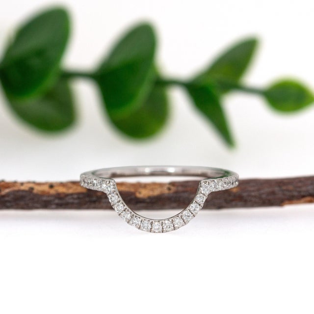 Contemporary Gorgeous Natural Diamond Band in 14k Solid White Gold | Stackable Band, Size 6.75 For Sale - Image 3 of 7