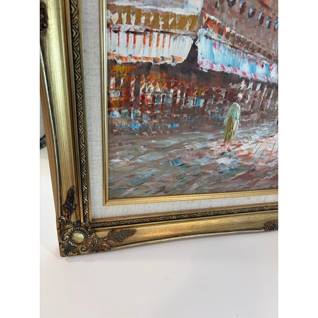 Mid 20th Century Vintage Signed Burnet Paris Street Scene Oil Painting in Ornate Gilt Frame For Sale - Image 5 of 14