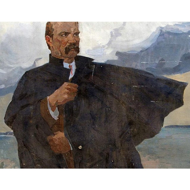 Taras Shevchenko Portrait, Antique Oil Painting, Soviet Ukrainian Art 130-170 For Sale - Image 4 of 6