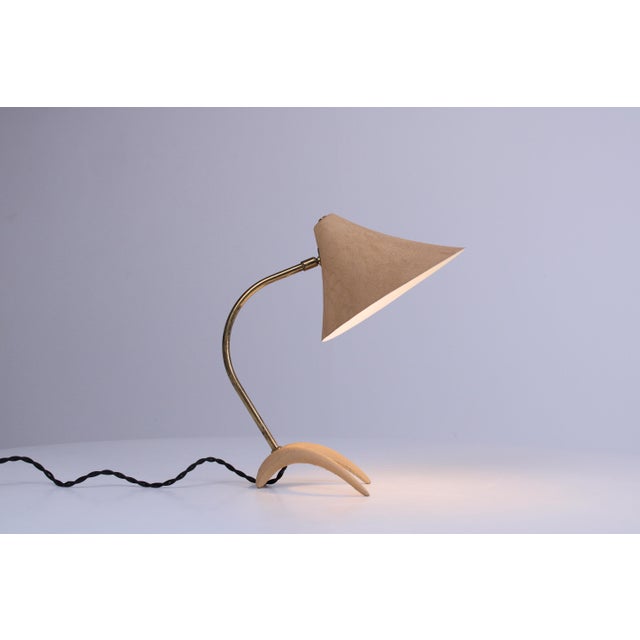 Brass and Beige Crowfoot Table Lamp attributed to Cosack Leuchten, 1950s For Sale - Image 15 of 18