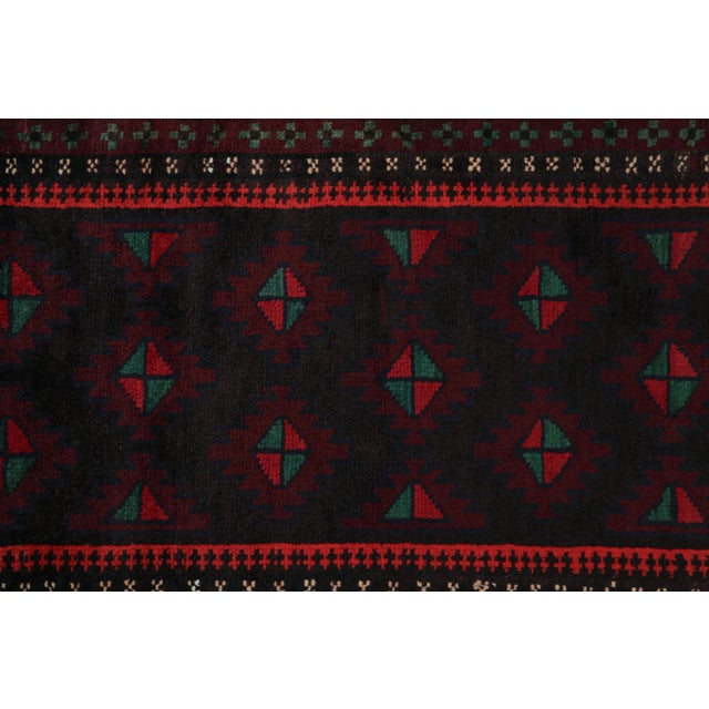 1950s 1950s Vintage Baluch Afghan Rug in Black, Red & Green Patterns by Rug & Kilim For Sale - Image 5 of 8