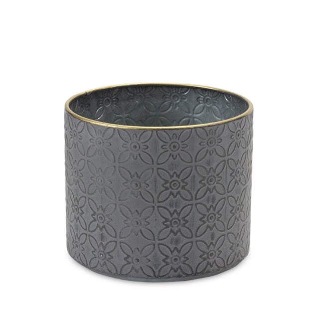 2020s Ornate Geometric Metal Planter (Set of 4) For Sale - Image 5 of 7