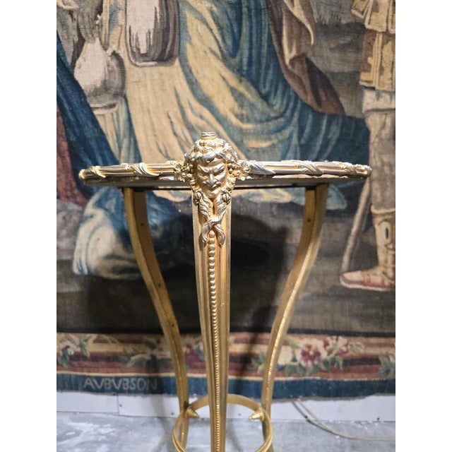 French Gilt Bronze Guéridon Table with Marble Top, 1920 For Sale - Image 9 of 12