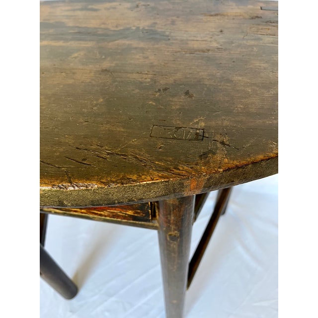 Brown Antique Handcrafted Wood Demi-Lune Table For Sale - Image 8 of 11
