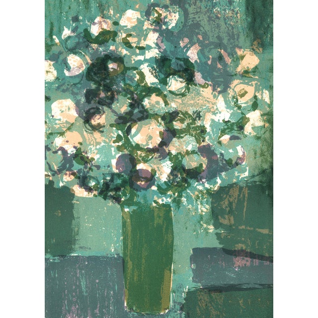 1962 Roger Mühl Lithograph "Fleurs" (Flowers) For Sale
