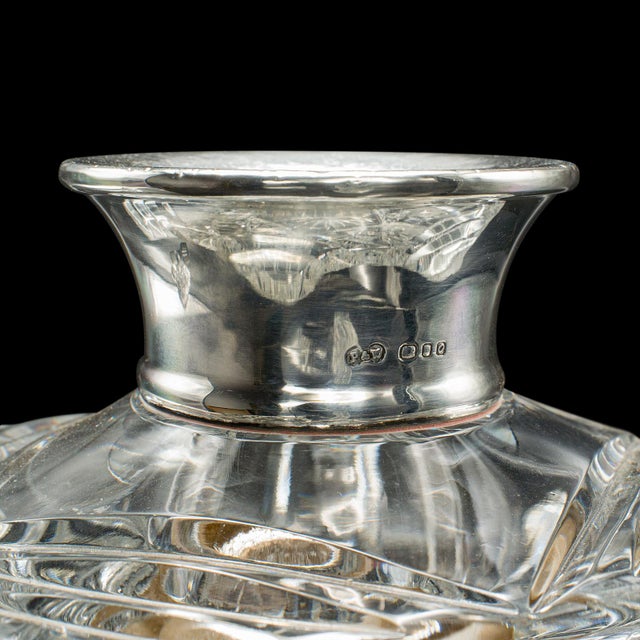 Vintage Silver Collared Spirit Decanter, English, Crystal, Whiskey, Hallmarked For Sale - Image 10 of 12