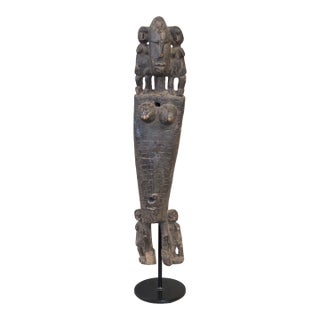 Vintage African Dogon Carved Figural Doorway Latch on a Custom Metal Stand For Sale